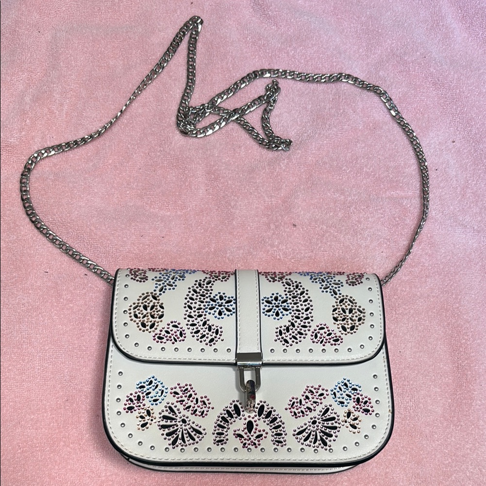Topshop White And Silver Crossbody Bag